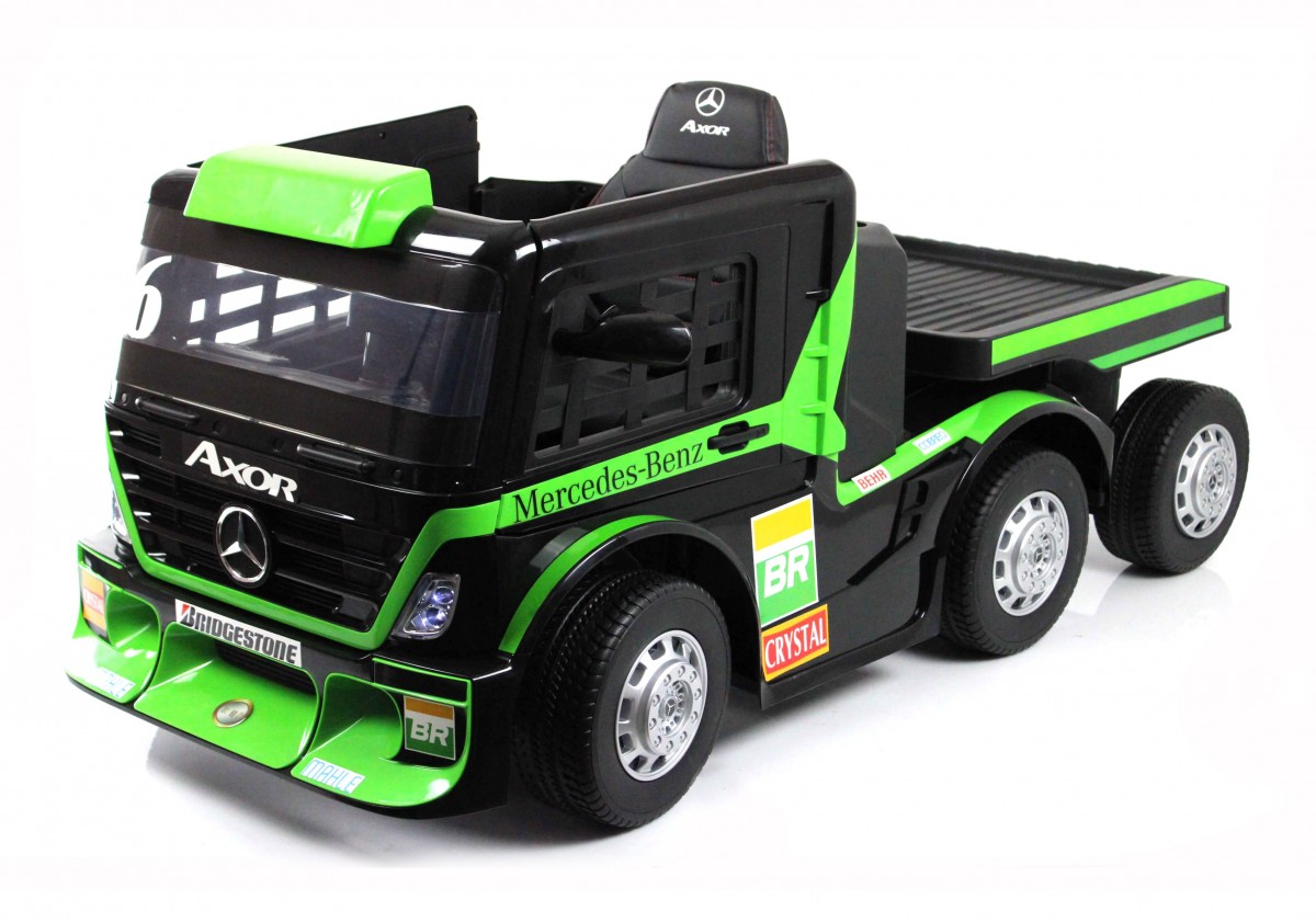 Электромобиль RiverToys Mercedes-Benz Axor с прицепом H777HH (Зеленый)